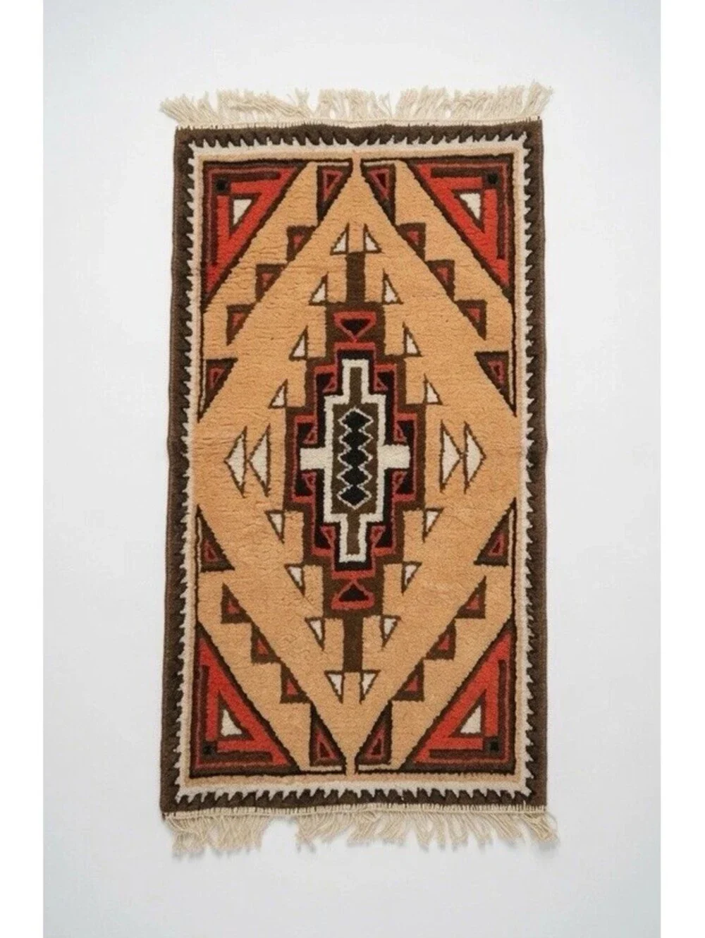 Vintage Native American Navajo Area Rug 57” By 28.5”